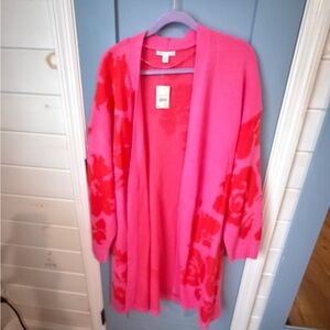 Cato Pink and Red Floral Cardigan